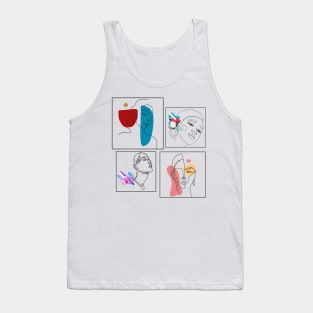 Women Cool Abstract and Aesthetic Line Art Tank Top